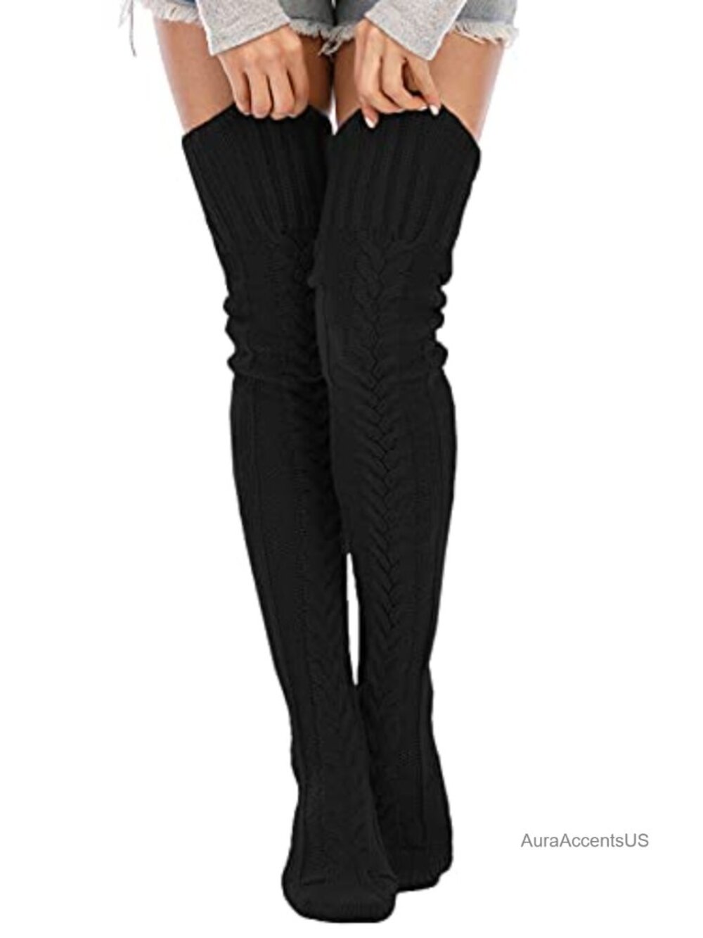 Cable Knit Over Knee Thigh High Socks Leg Warmers